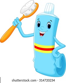 Vector illustration of Toothbrush and toothpaste cartoon