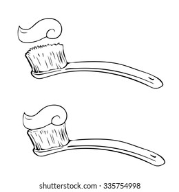 Vector Illustration of a toothbrush with a toothpaste on a white background