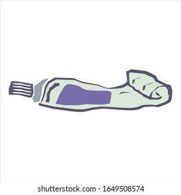 Vektorillustration einer Zahnbürste und einer Tube Zahnpasta.