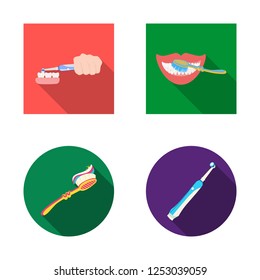 Vector illustration of toothpaste and brush symbol. Set of toothpaste and clean stock vector illustration.