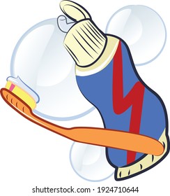 ilustración vectorial de pasta dental y cepillo de dientes