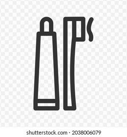 Vector illustration of toothpaste and toothbrush icon in dark color and transparent background(png).