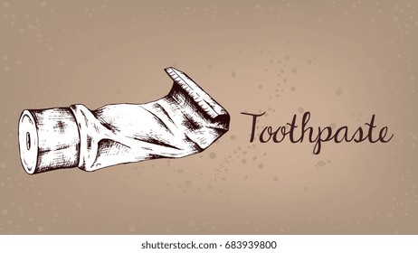 Vector Illustration of Toothpaste Vintage Sketch Style