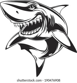 Vector illustration: toothy white shark