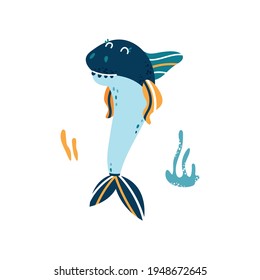 Ilustración vectorial del tiburón blanco sobre un fondo blanco.