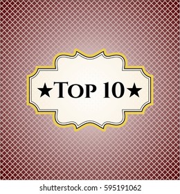 Vector illustration of Top 10 banner icon in brown.
