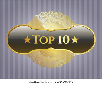 Vector illustration of  Top 10 golden emblem icon in Black
