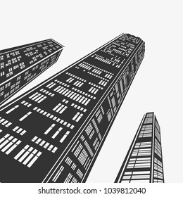 Vector Illustration Top Architecture Skyscraper in Perspective