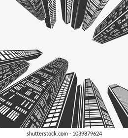 Vector Illustration Top Architecture Skyscraper in Perspective