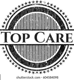 Ilustración vectorial del emblema de la pizarra de Top Care en la pizarra negra

