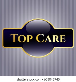 Vector illustration of Top Care gold shiny badge
