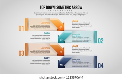 Vector Illustration Of Top Down Isometric Arrow Infographic Design Element.