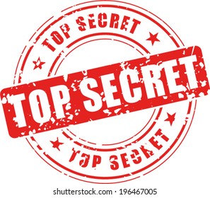 Vector illustration of top secret stamp on white background