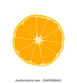 Vector Illustration Top View of a Juicy Orange Slice 