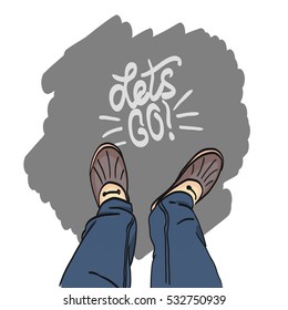 Vector illustration top view on shoes