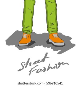 Vector illustration top view on sneakers