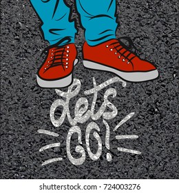 Vector illustration top view on sneakers.