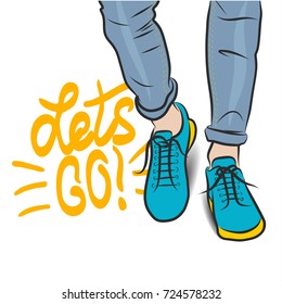 Vector illustration top view on sneakers