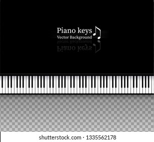Vector illustration of top view Piano keys on transparency background.