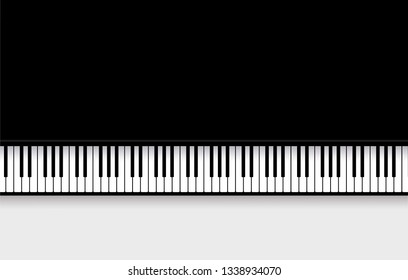 Vector illustration of top view Piano keys on white background.