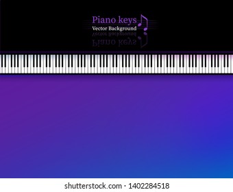 Vector illustration of top view Piano keys on violet background.