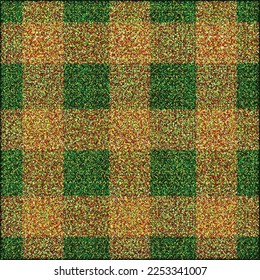 Ilustración vectorial de la parte superior de la hierba foliar verde densa realista con líneas cruzadas formadas por césped rojo amarillo.