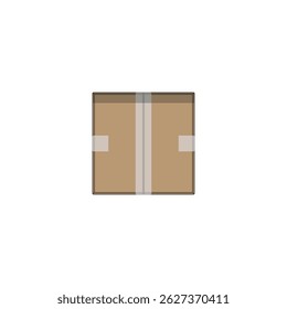 Vector illustration of a top view of a sealed cardboard box with tape, perfect for logistics, delivery services, packaging design, and shipping concepts.