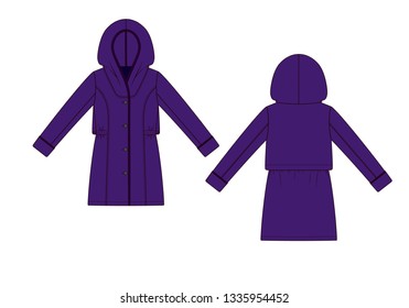 Vector illustration of topcoat. Front and back views