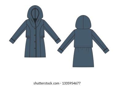 Vector illustration of topcoat. Front and back views