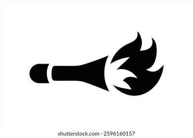 A vector illustration of a torch displaying vibrant flames at its top. This design symbolizes light and energy, suggesting warmth and illumination in various contexts.