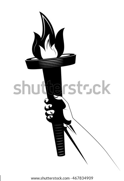 Vector Illustration Torch Human Arm Icon Stock Vector (Royalty Free ...