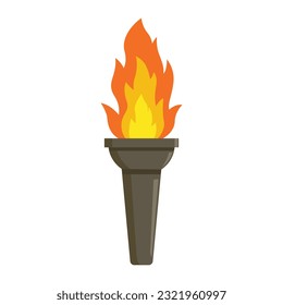 Vector illustration of torch, icon design, isolated on white background, torch fire, flame, competition equipment