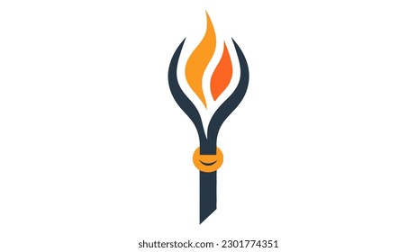 Vector illustration of Torch icon isolated on white background. Fire. Symbol of Olympic games. Flaming figure.