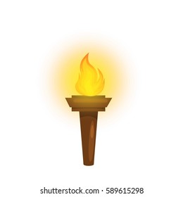 Vector Illustration Of  Torch Icon Isolated On White Background. Fire. Symbol Of Olympic Games. Flaming Figure. 