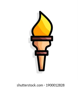 vector illustration of torch, illustration for ornament, lighting.  Minimalist flat line art design