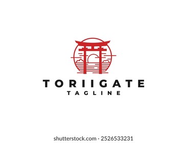 Ilustración vectorial de Torii Gate Japanese Logo Design