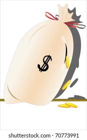 vector illustration of a torn bag with the money