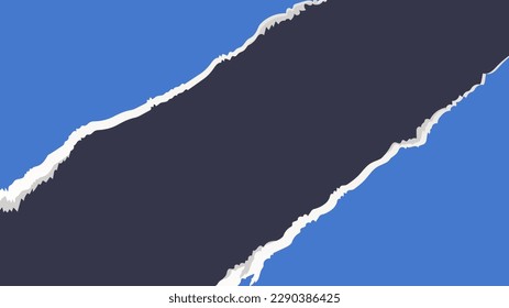 Vector illustration of torn blue paper on a black background.