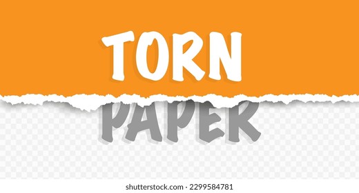 Ilustración vectorial de papel naranja roto con fondo gris aislado en fondo blanco adecuado para la inserción de texto.