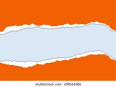 Vector illustration of torn orange paper with gray background isolated on white background suitable for text insertion