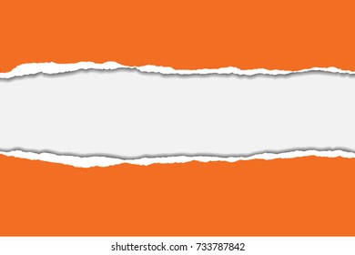 Vector illustration of torn orange paper with grey background isolated on white background suitable for text insertion