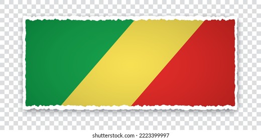 ilustración vectorial de una pancarta de papel roto con bandera de la República del Congo sobre fondo transparente
