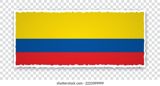 vector illustration of torn paper banner with flag of Colombia on transparent background