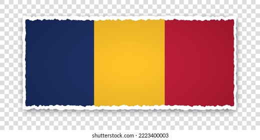 vector illustration of torn paper banner with flag of Chad on transparent background