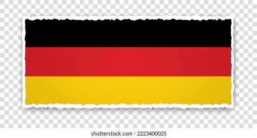vector illustration of torn paper banner with flag of Germany on transparent background