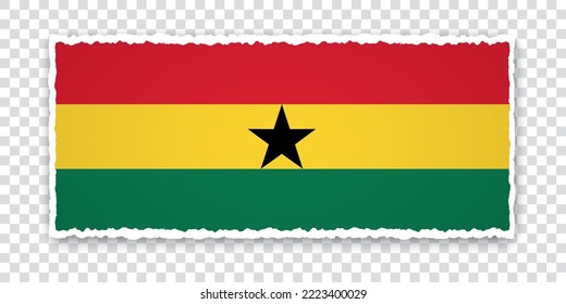 ilustración vectorial de la pancarta rota de papel con bandera de Ghana sobre fondo transparente