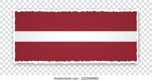 vector illustration of torn paper banner with flag of Latvia on transparent background