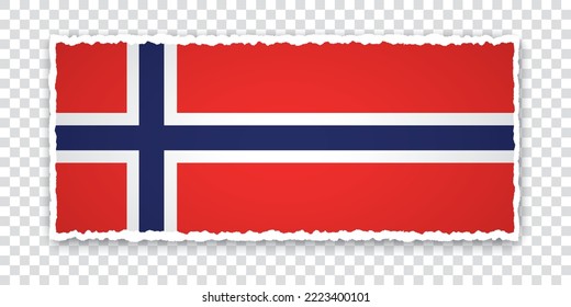 Vektorgrafik von zerrissenem Papierbanner mit Flagge Norwegens auf transparentem Hintergrund