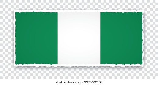 vector illustration of torn paper banner with flag of Nigeria on transparent background