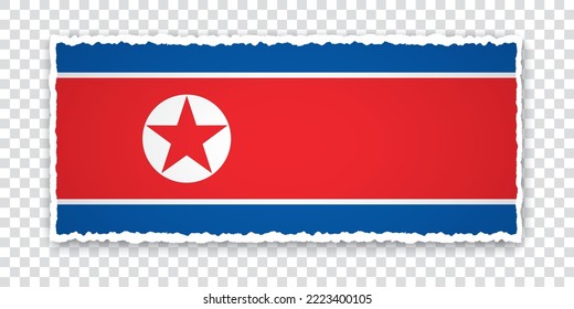Vektorgrafik von zerrissenem Papierbanner mit Flagge Nordkoreas auf transparentem Hintergrund